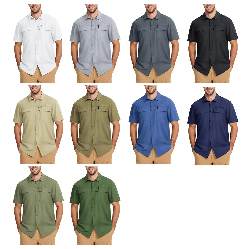 MIAMI TAC - Camicia da uomo ad asciugatura rapida - UPF 50+ & Rete traspirante - Escursionismo, pesca, campeggio, lavoro o casual