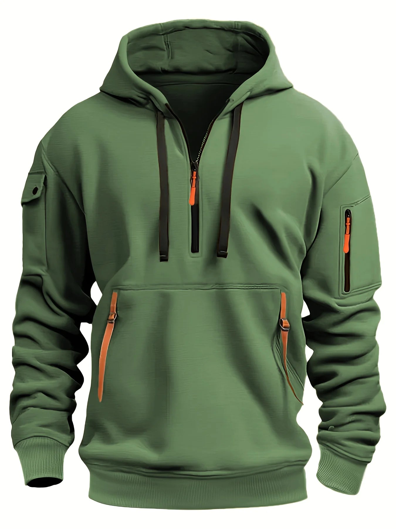 Caperos de moda casual para hombres-sudadera de pulverización de medio zip para primavera y otoño | Chaqueta de estilo de fitness y calles
