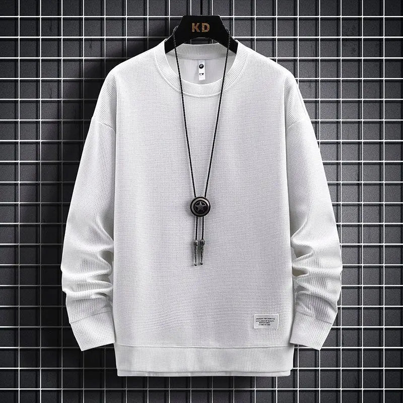 Conjunto Waffle Lounge Masculino – Moletom Casual de 2 Peças & Calças