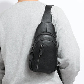 Bolso de hombro: bolso de hombro de cuerpo de cuero 100% genuino para hombres - informal y elegante