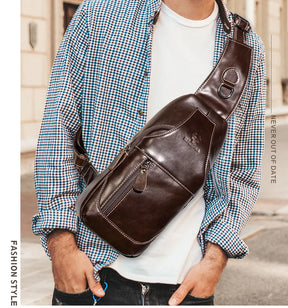 Miami Design- HUMER™ Unisex Genuine Leather Sling Bag – Anti-Theft & Anti-Pickpocket Design- For Travel, Hikking and Urban Use