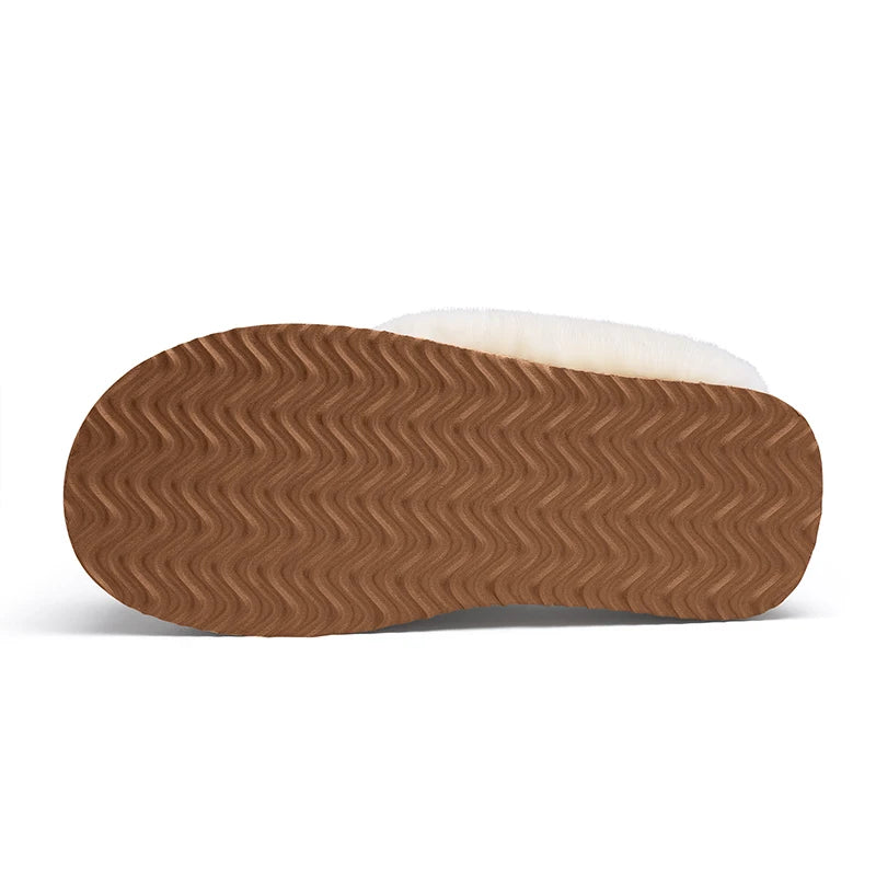 Slippers de plate-forme Funke Fluffy chaude - en daim doux, semelle Antisiskid et mousse à mémoire