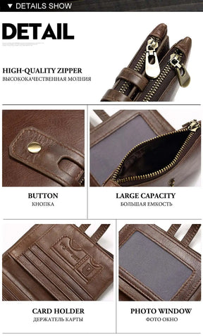 Design de Miami - Humer ™ Retro Wallet Unisex RFID - Anti -theft - anti -pickpocket -genuine cuero de cuero con cremallera soporte de monedas de monedas de monedas de monedas
