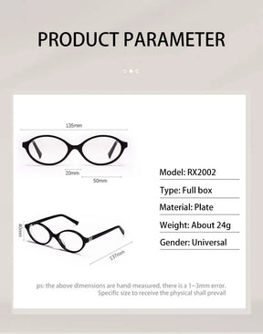 Glasses -Minimalist Oval Frame Glasses – Blue Light & Custom Prescription