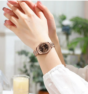 Reloj de mujeres de acero inoxidable impermeable de Miami Express-Dial luminoso, pantalla de fecha, movimiento de cuarzo