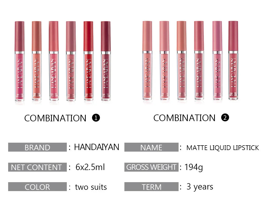 6 PCS Korean Lipstick Set – The Famous Korean Makeup | Long-Lasting, Waterproof & Matte -Original product- Free Shipping to Europe