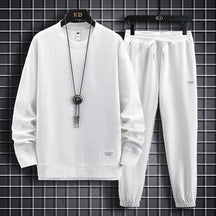 Set di waffle lounge da uomo-felpa e pantaloni casual di 2 pezzi
