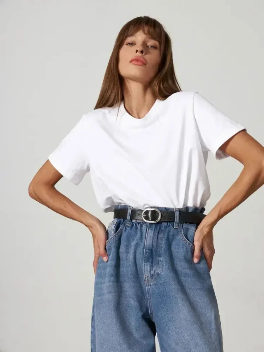 Dames T-shirt 100% katoen Basis Modieuze tops Overhemden 230g/㎡