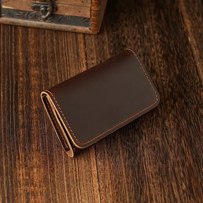Vintage Genuine Leather Card Wallet – Compact, Durable & Multi-Use Storage