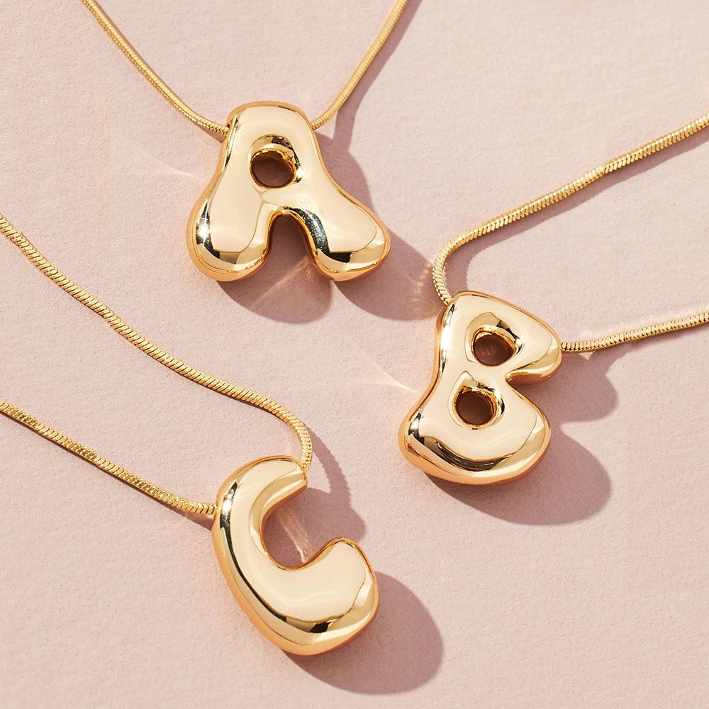 Golden & Silver Color Stainless Steel Initial Necklace