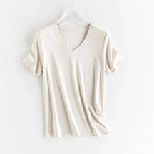 T-shirt en soie et en coton mercerisé - Expérience de douceur soyeuse et de style sophistiqué - disponible en V et cou rond