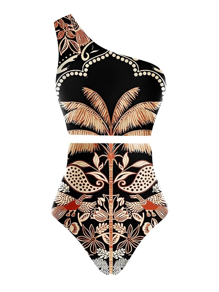 Bikini a vita alta una spalla - costumi da bagno imbottiti