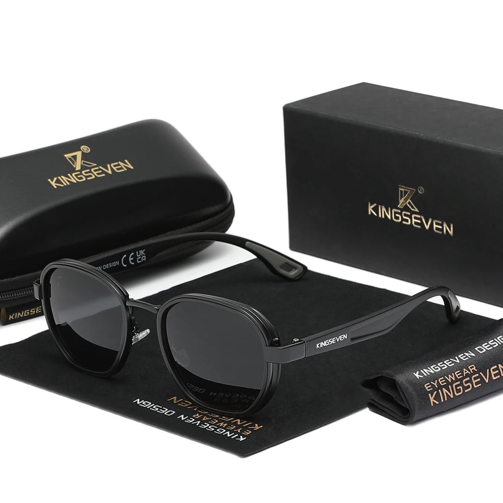 Diseño retro unisex | Gafas de sol polarizadas con protección UV400 y montura redonda de lujo