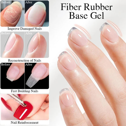 15ml base de borracha de fibra de vidro gel esmalte para unhas quebradas reparado construção rápida transparente embebe fora verniz de gel de construção uv