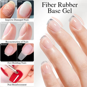 15 ml glasvezel rubberen basis gel nagellak voor gebroken nagel gerepareerd helder snel gebouw weken af ​​van de UV -constructiegelvernis