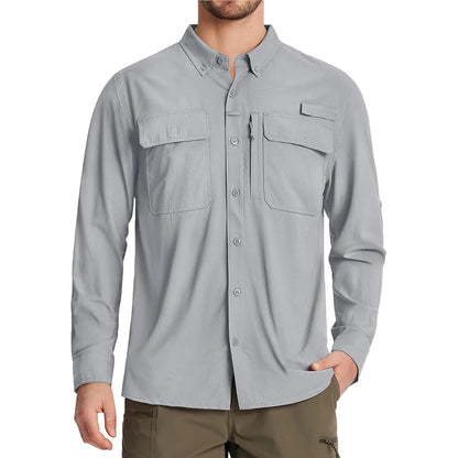 Camisa masculina de manga comprida de secagem rápida MIAMI TAC – proteção solar UPF 50+, malha respirável & Desempenho ao ar livre