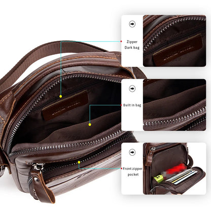 Men’s Retro Leather Crossbody – Premium Cowhide, Timeless Style & Everyday Functionality