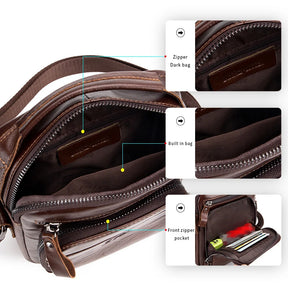 Sac bandoulière rétro en cuir pour homme – Cuir de vachette de qualité supérieure, style intemporel & Fonctionnalités quotidiennes