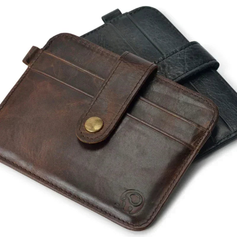 Uomini Genuina Portafoglio Slip Portafoglio Slip maschio Mini Piccolo Mini Portafoglio sottile Portemonnee Carteras Portafoglio Man Porthert Porta