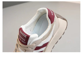 Lente/zomer damesplatform sneakers - Casual patchwork leer gevulkaniseerde schoenen