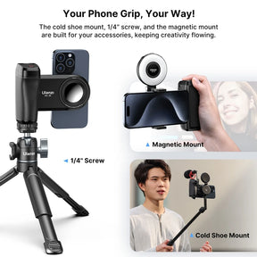 Ulanzi ™ Magsafe smartphone Camera Sluiter Grip Bluetooth Selfie -handvat als camerafoto -stabilisator Verticale horizontale shoot