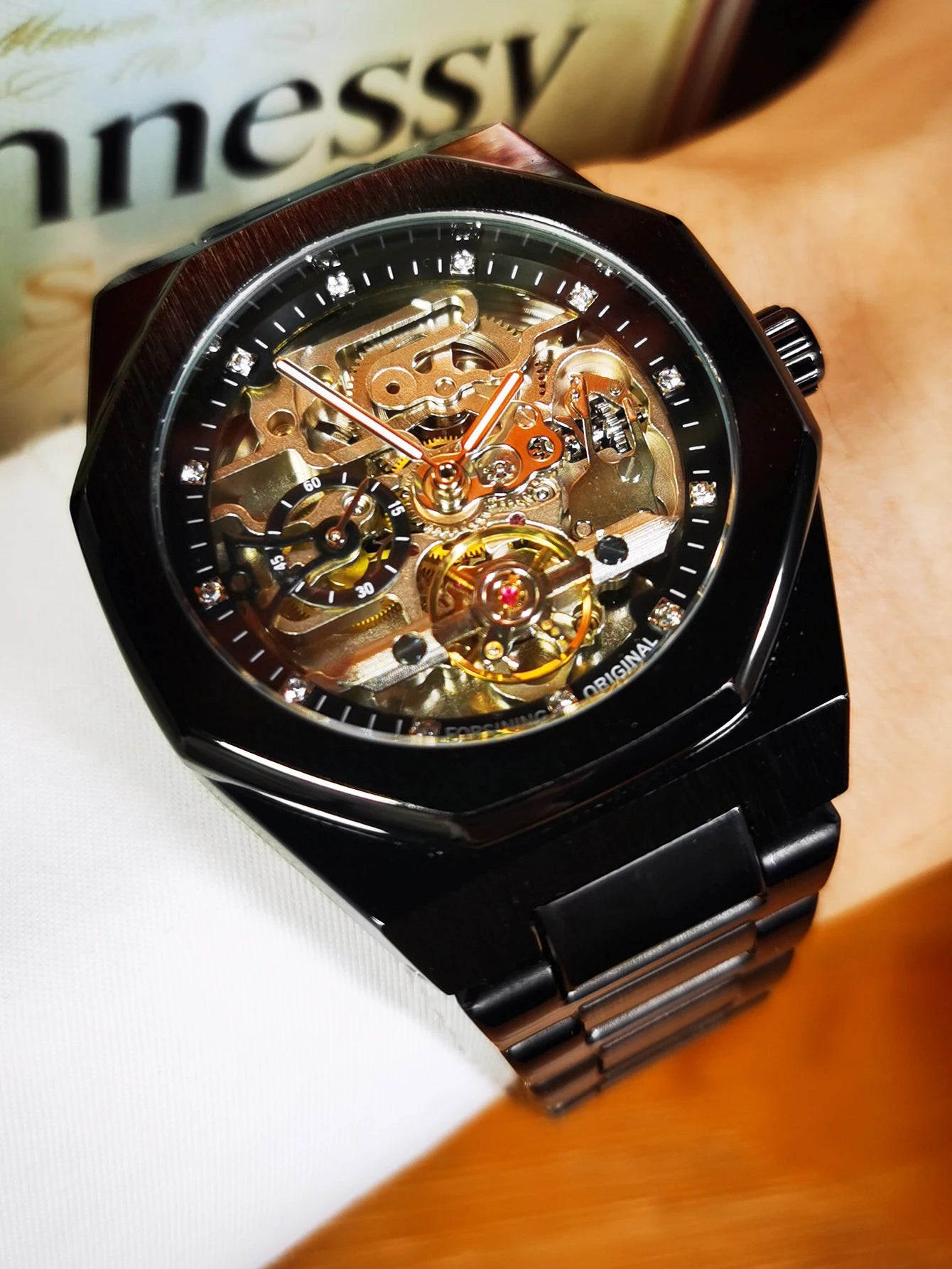 MIAMI DESIGN-Reloj Automático plateado para hombre, esfera de diamante 3D, Tourbillon Irregular, relojes de pulsera mecánicos con esqueleto, reloj con manecillas luminosas