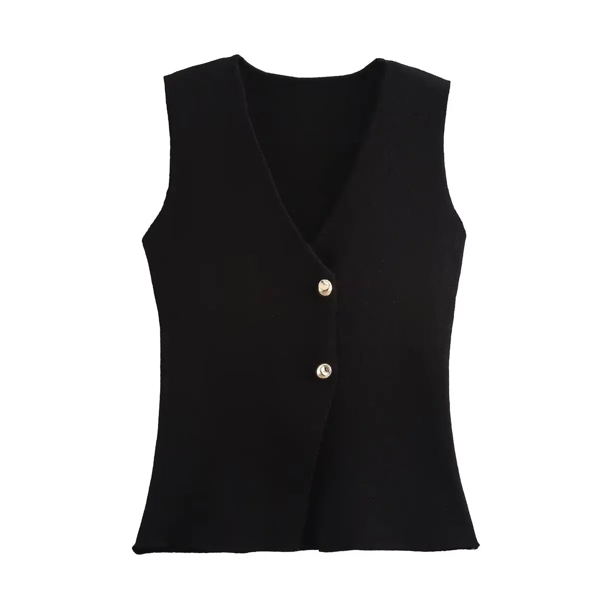 Women’s Knitted Skirt Set – V-neck Sleeveless Slim Vest & Patchwork Loose Skirt | Casual & High Street Fashion