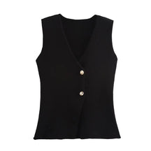 Women’s Knitted Skirt Set – V-neck Sleeveless Slim Vest & Patchwork Loose Skirt | Casual & High Street Fashion