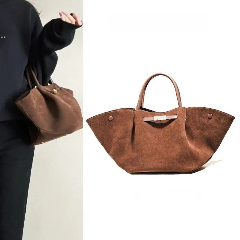 Usnjena velika torbica Suede Wings, velika torbica za čez ramo