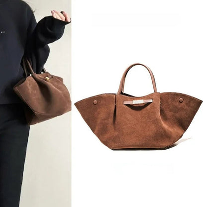 Usnjena velika torbica Suede Wings, velika torbica za čez ramo