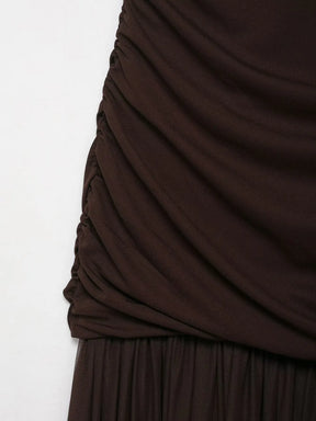 Gauze Wrinkle Splicing Long Dresses for Women Summer Backless Sexy Dress New Fashion Female Elegant Party Dresses