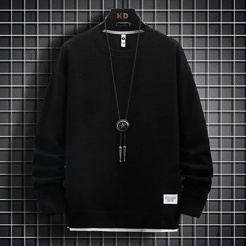 Conjunto Waffle Lounge Masculino – Moletom Casual de 2 Peças & Calças