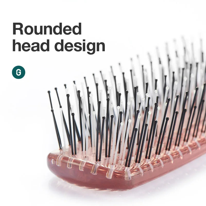 Masaje del cabello Masaje de cuero cabelludo Volumizante peinado para peinado herramienta de desenredado de dientes finos para el pelo seco y liso
