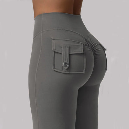 Højtaljede yogaleggings med brede ben – 4-vejs stretch med sidelommer