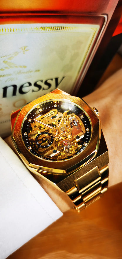 MIAMI DESIGN-Reloj Automático plateado para hombre, esfera de diamante 3D, Tourbillon Irregular, relojes de pulsera mecánicos con esqueleto, reloj con manecillas luminosas