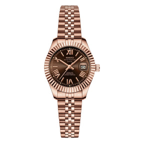 Reloj de mujeres de acero inoxidable impermeable de Miami Express-Dial luminoso, pantalla de fecha, movimiento de cuarzo