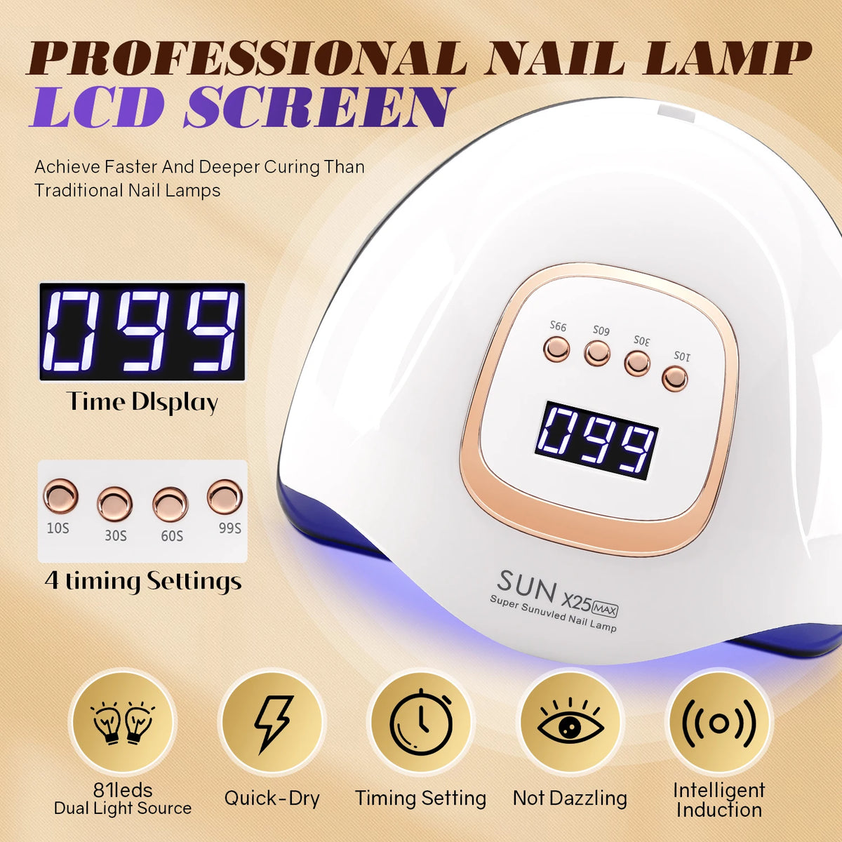 D Beauty 380W LED UV Lamp Dryer for Nails Gel Polish Drying Lamp with 4 Timer Setting Auto Sensor Professional Nail Light