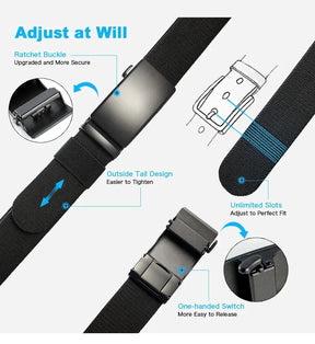 Sports Elastic Tactical Belt – Automatic Metal Buckle, Stretch Nylon Military Unisex Belt (115–150CM)