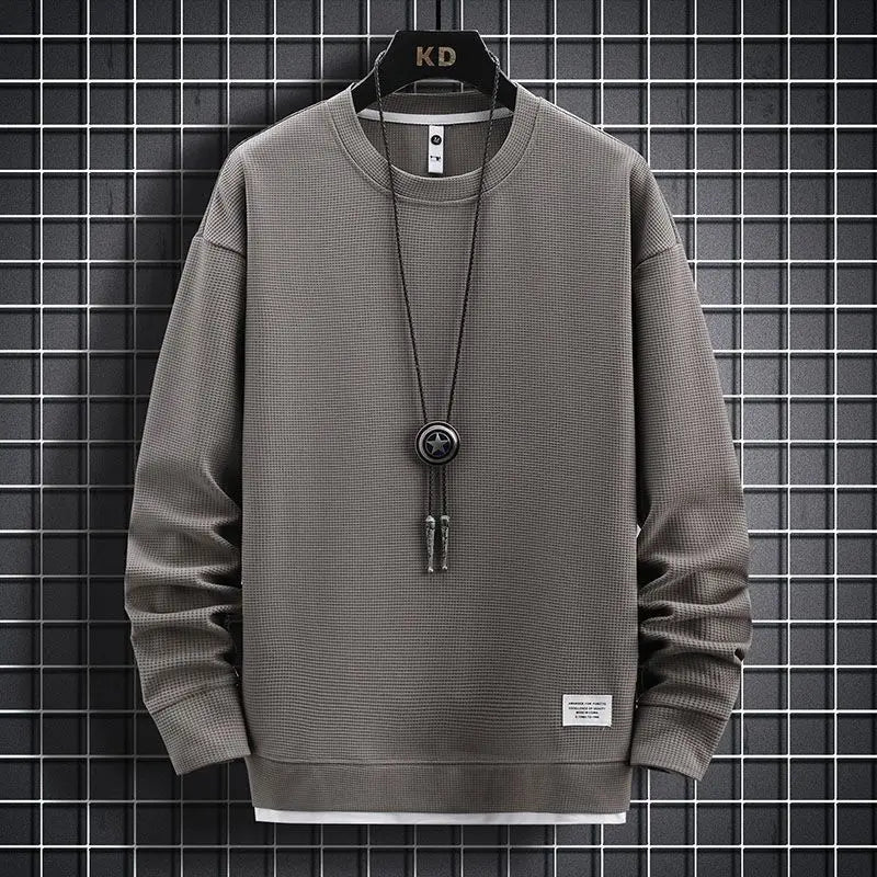 Conjunto Waffle Lounge Masculino – Moletom Casual de 2 Peças & Calças