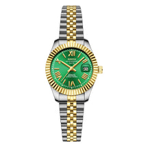 Reloj de mujeres de acero inoxidable impermeable de Miami Express-Dial luminoso, pantalla de fecha, movimiento de cuarzo