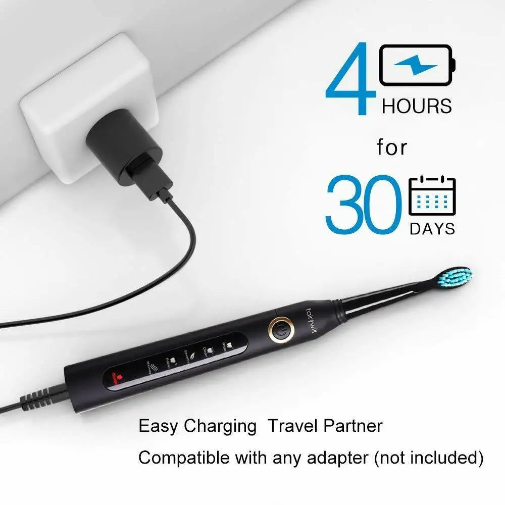 Sonic Electric Toothbrush – USB Rechargeable, Waterproof, with 8 Brush Heads & Travel Case - 100% original product