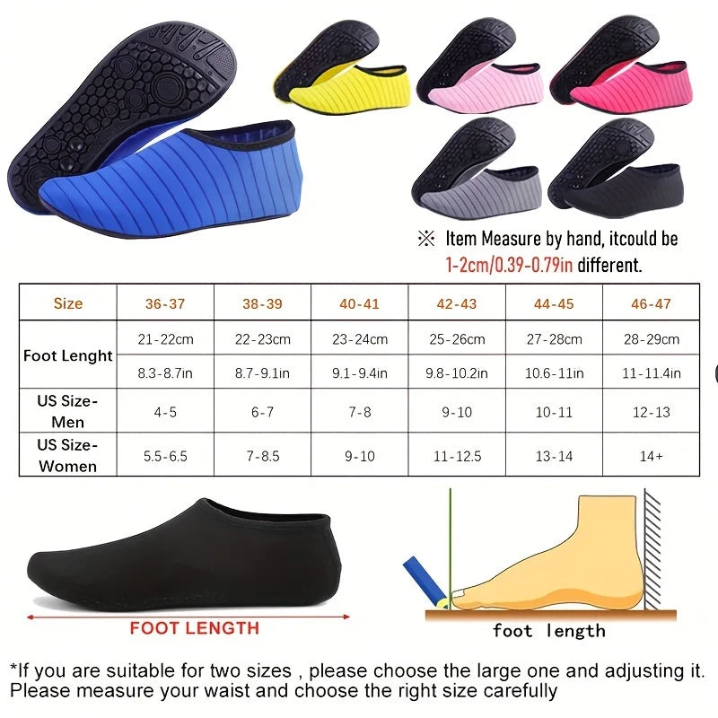 Chaussures d'eau aux pieds nus - chaussettes aqua à séchage rapide et antidérapantes pour la plage, la natation et les sports nautiques