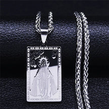 Medaglia della Vergine Maria Collana con ciondolo Nostra Signora di Guadalupe Collana unisex in acciaio inossidabile color oro
