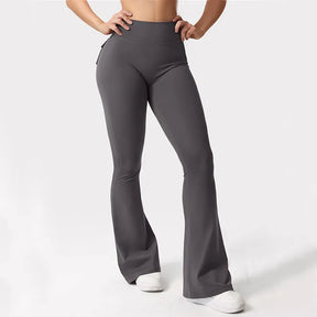 Leggings da yoga a gamba larga a vita alta-allungamento a 4 vie con tasche laterali