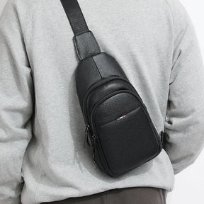 Bolso de hombro: bolso de hombro de cuerpo de cuero 100% genuino para hombres - informal y elegante