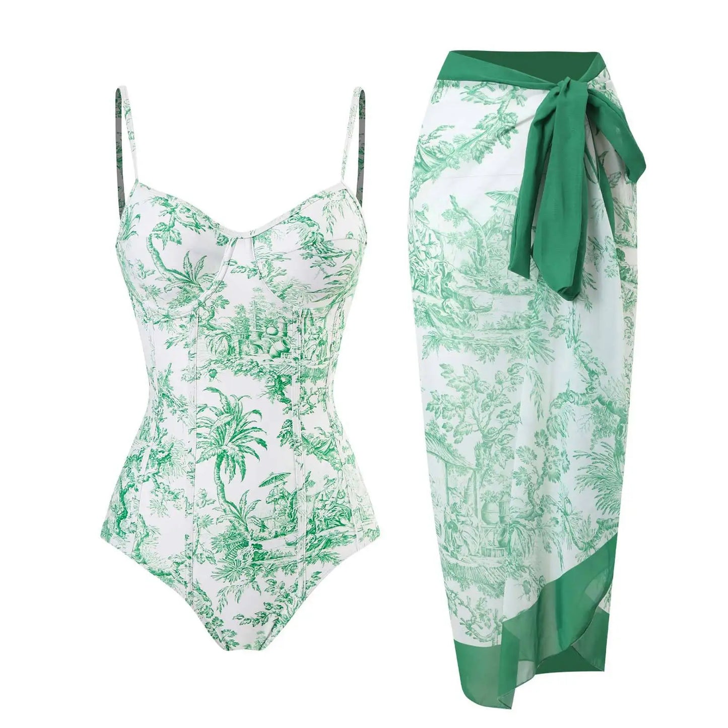 Novo conjunto de biquíni push up – estampa floral, babados, trajes de banho brasileiros com tiras