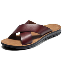 Italiaanse echte lederen pantoffels voor heren-lichtgewicht slip-on zomerse flats tot maat 47