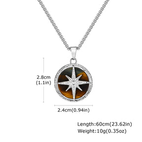 Acero inoxidable ‌Eight Awn Star Turquoise Colgante Collar 24x28x6.2 mm Joyas hipoalergénicas Regalos vintage para hombres Mujeres