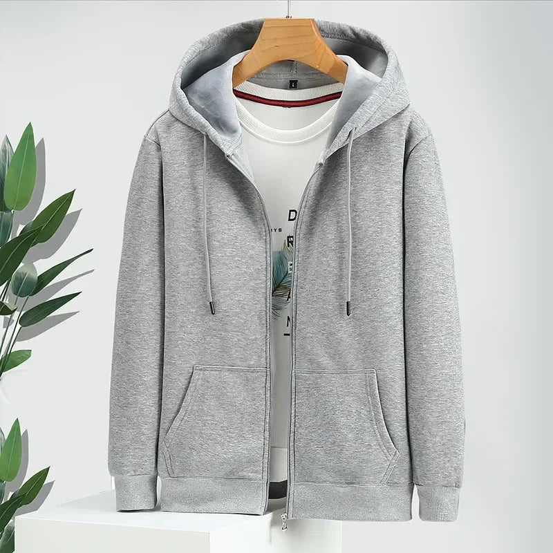 M–12XL - Felpa con cappuccio da uomo di grandi dimensioni - Zip, foderata in pile, cotone, vestibilità casual