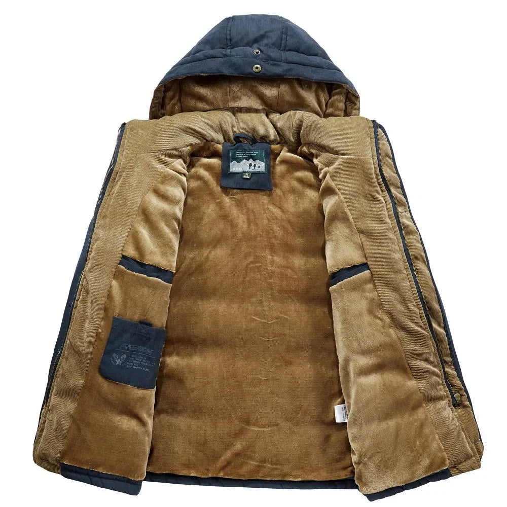 Waterproof Fleece Hooded Men Outdoor Jacket - Inclusive sizes — up to 6XL
